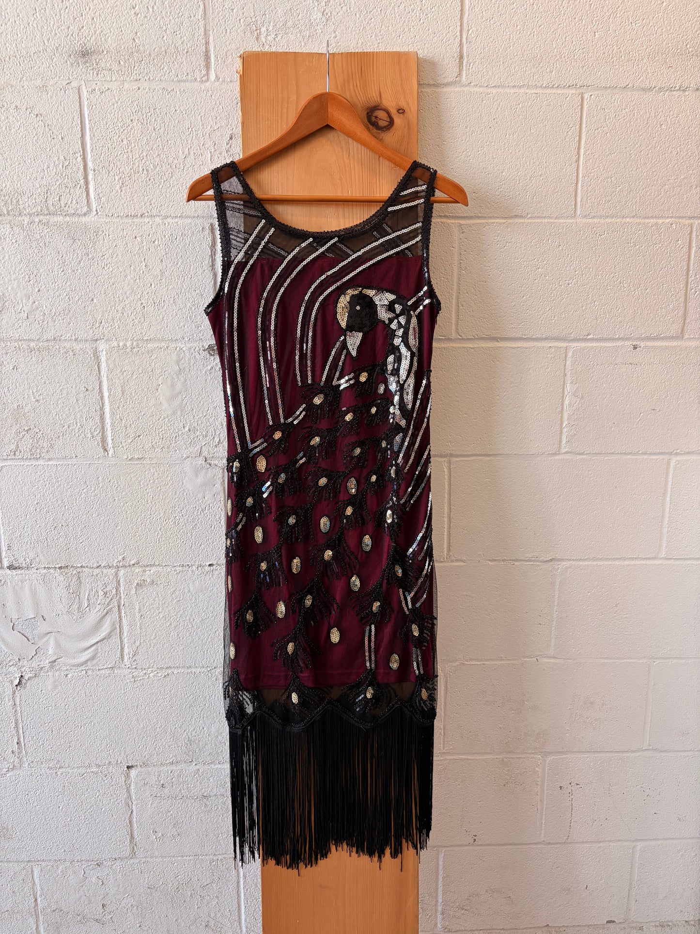 Beaded Fringe Peacock Dress : M