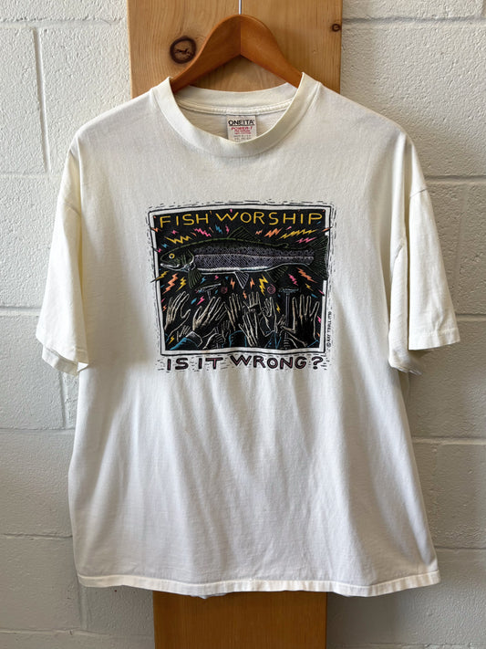 Vtg Fish Worship Tee : XXL