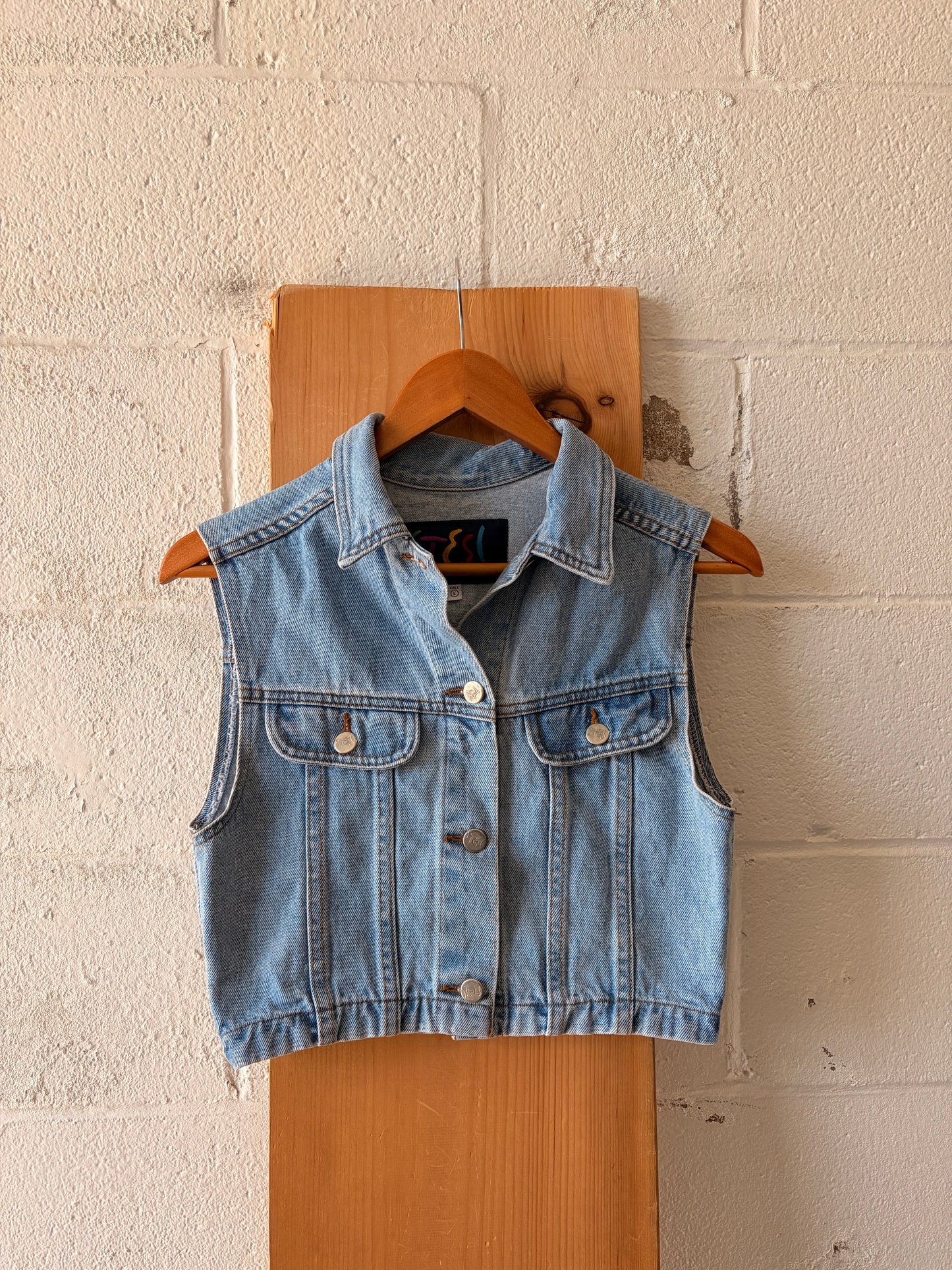 Little Light Wash Denim Vest : Girls L