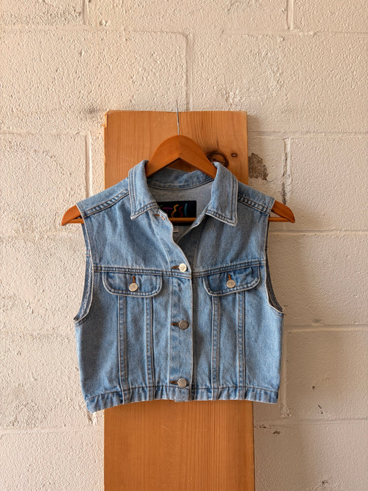 Little Light Wash Denim Vest : Girls L