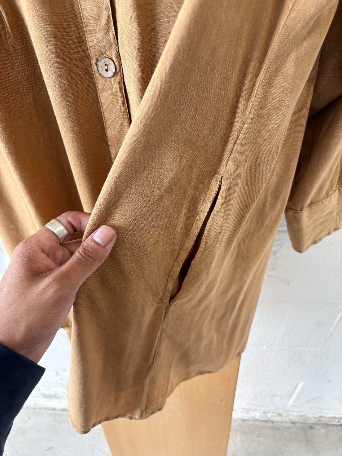 Tan Long Sleeve Button Up : L/XL