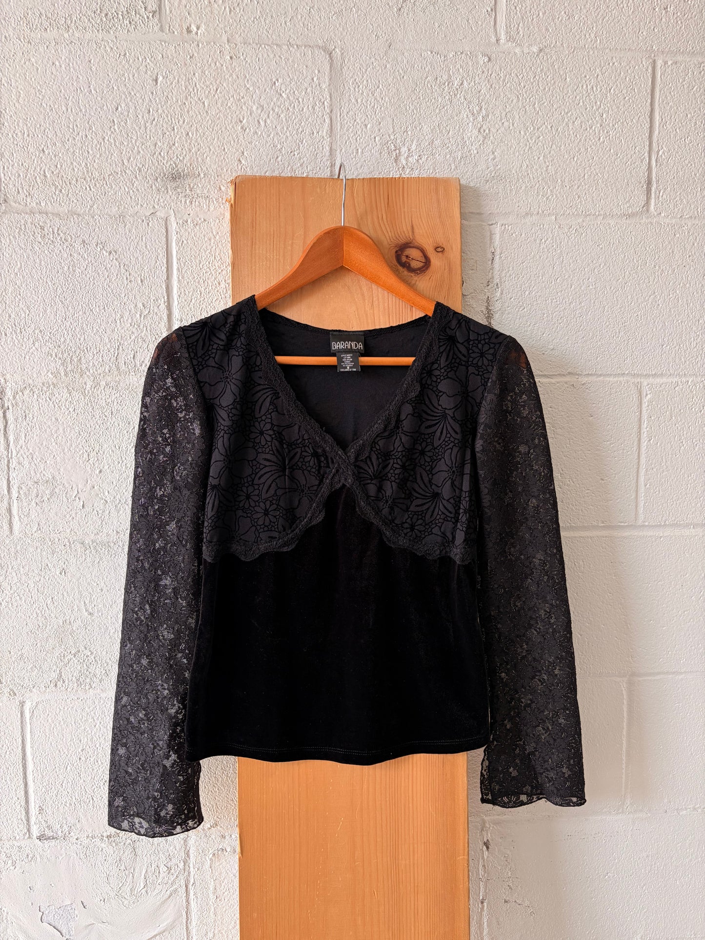 Black Velvet & Lace Top : M