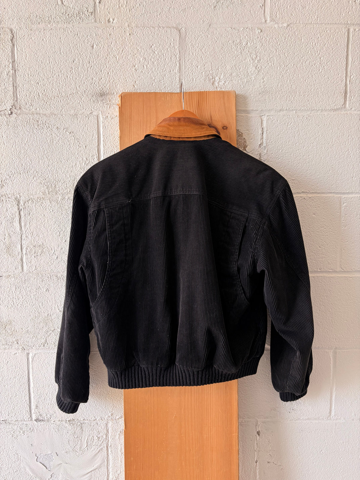 Vtg Black Corduroy Bomber Jacket : M