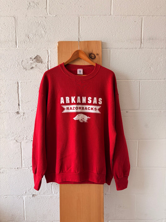 Vtg Red Razorbacks Crewneck : XL