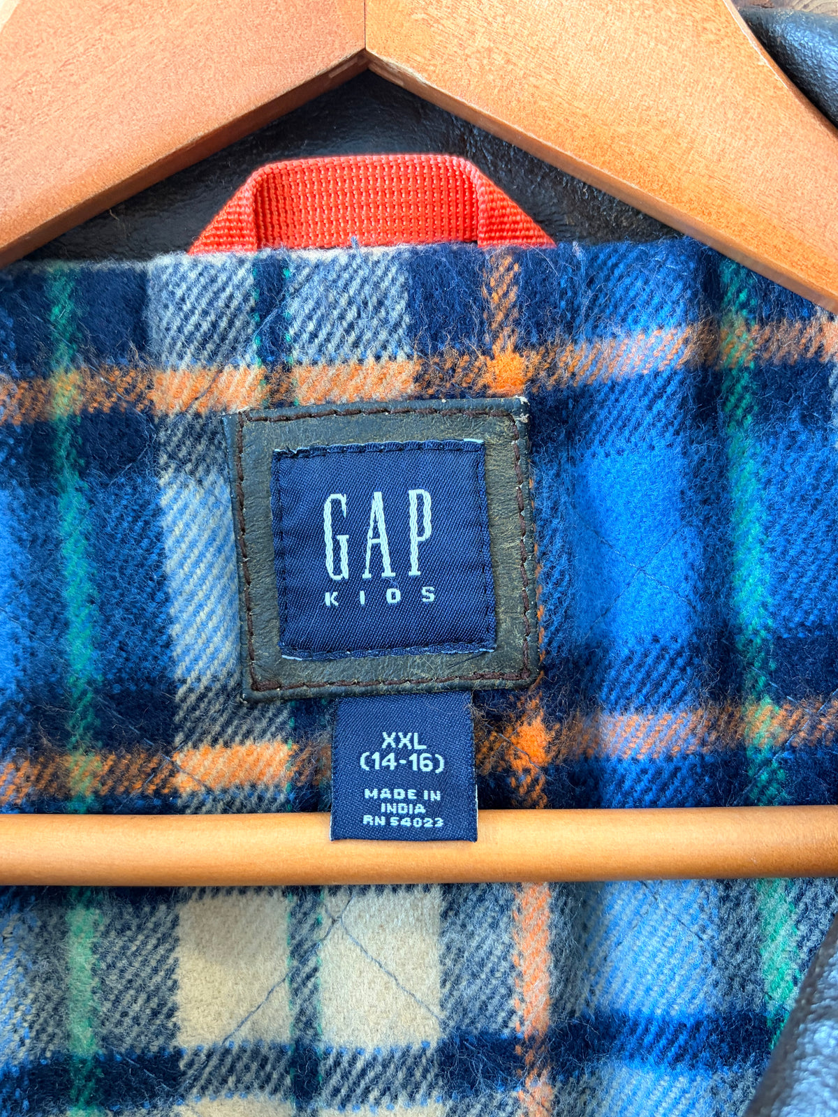 Y2K Gap Flannel Lined Leather Jacket : Youth XXL