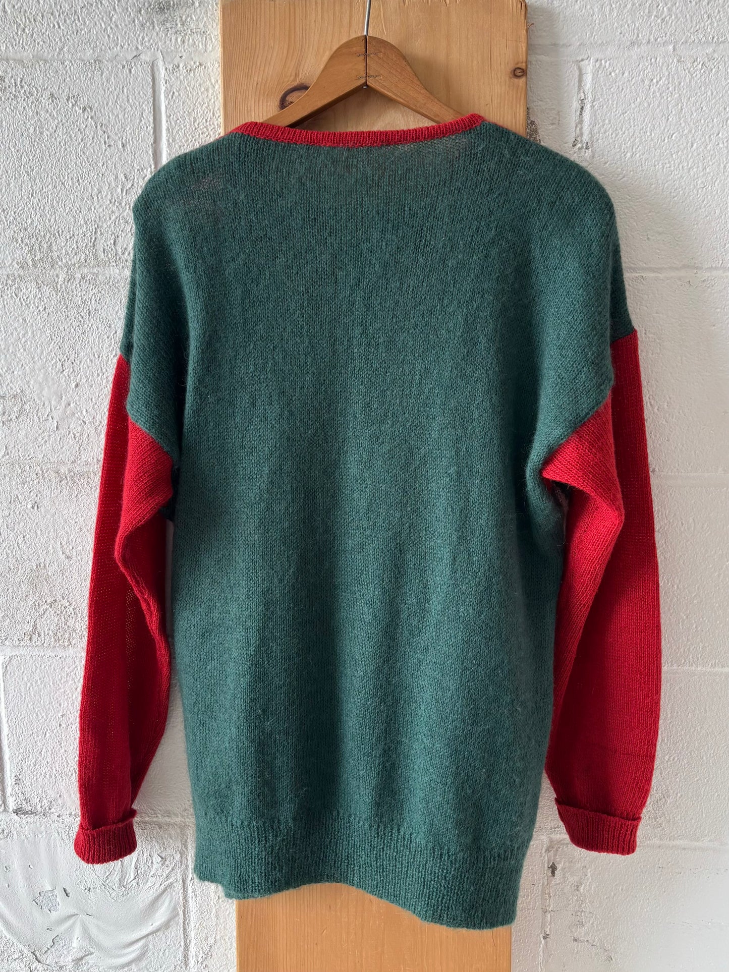 Vtg Red & Green Cardigan : L