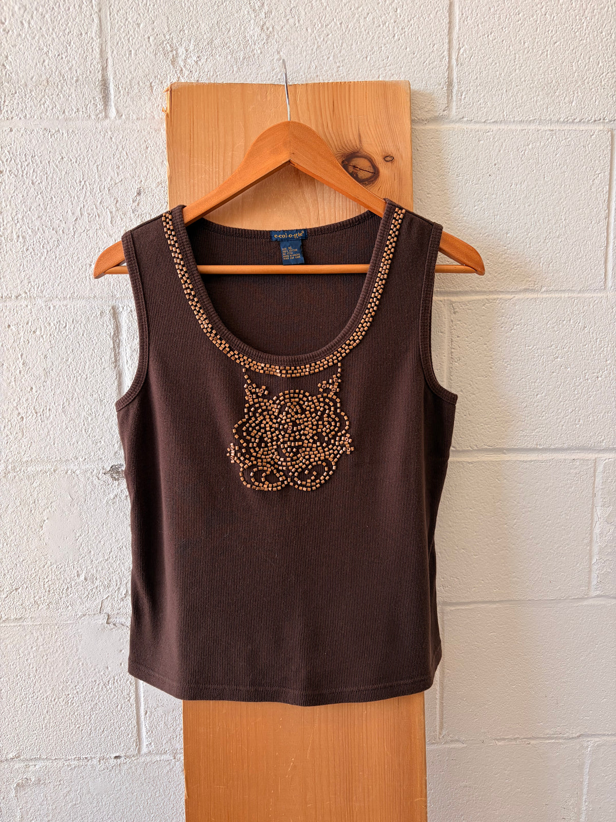 Beaded Brown Tank : XL