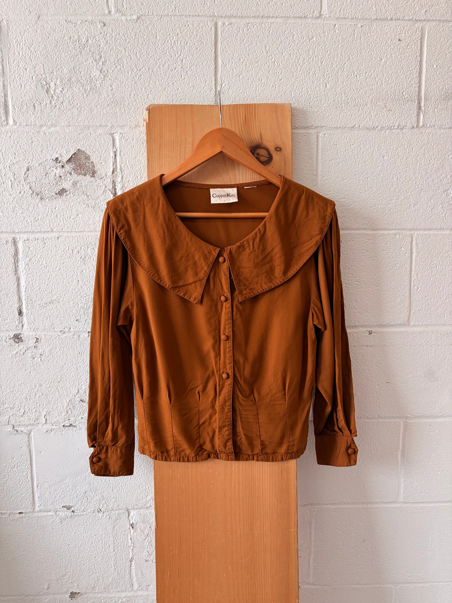 Brown Button Down Blouse : S/M