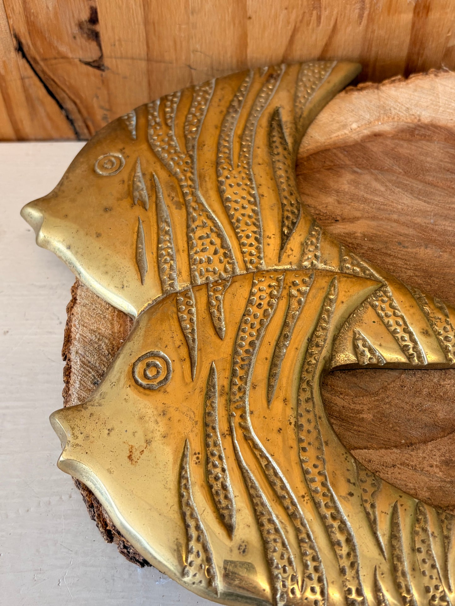 Set of 3 Gold Tone Metal Fish Wall Hangs (Local Pick Up Only - As Is)