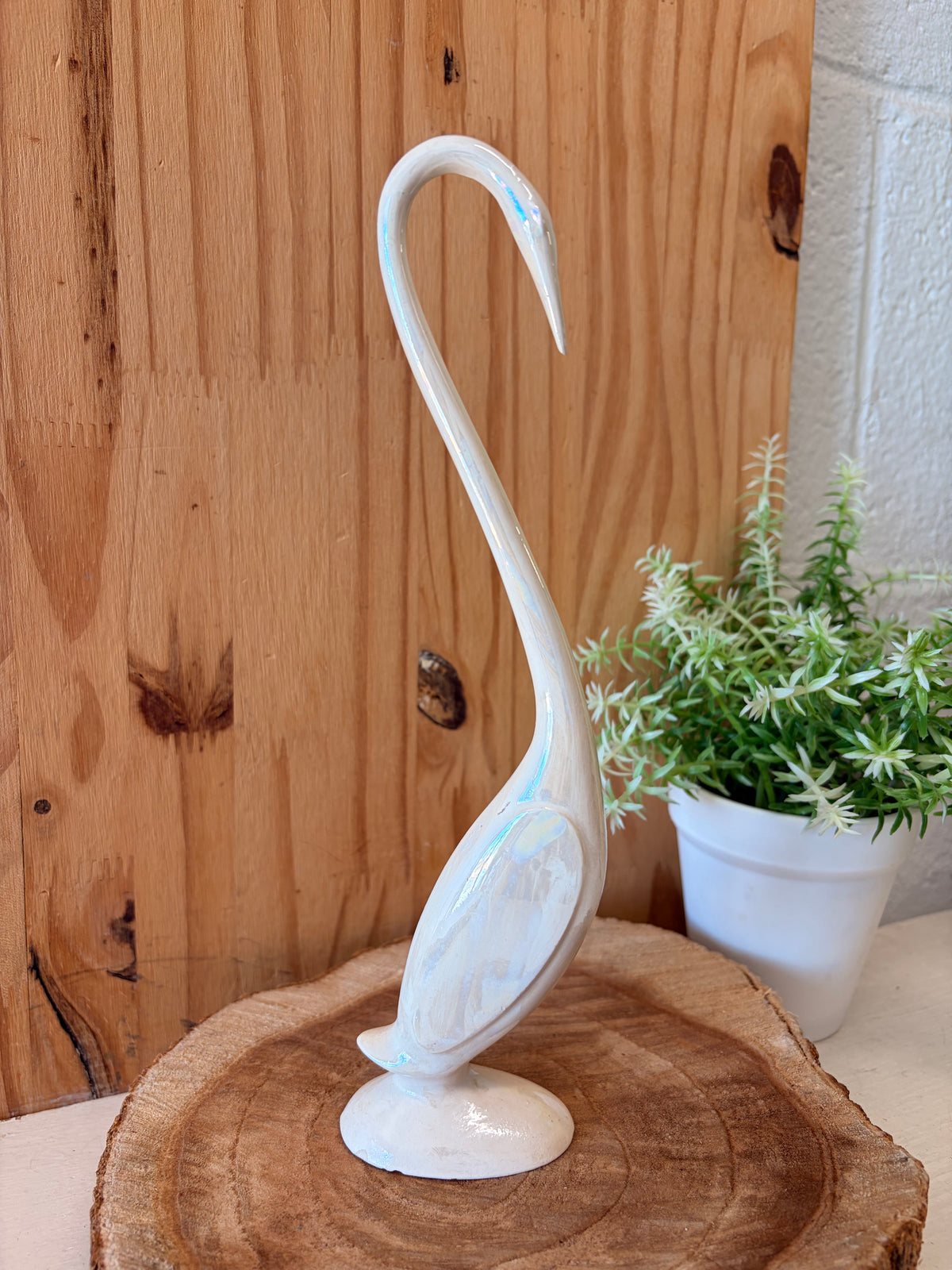 Iridescent White Crane Figurine (Local Pick Up Only)