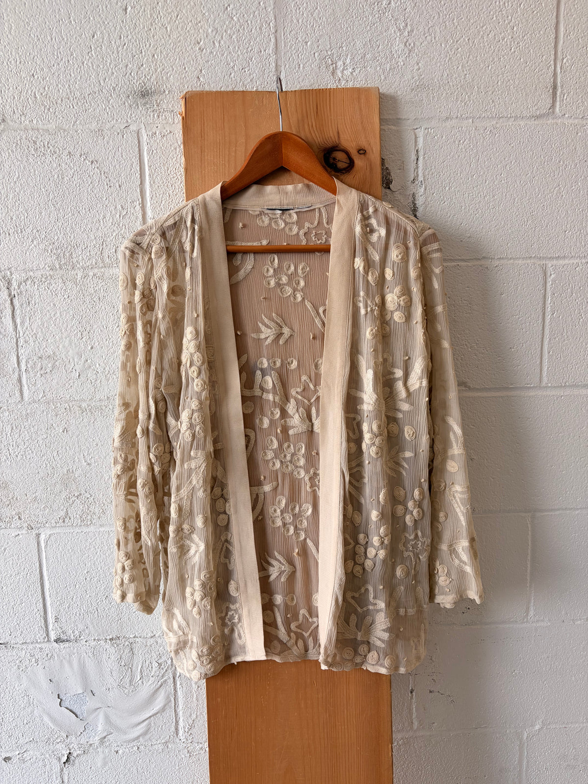 Sheer Embroidered Cardigan : M/L