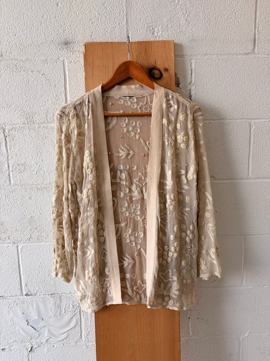 Sheer Embroidered Cardigan : M/L