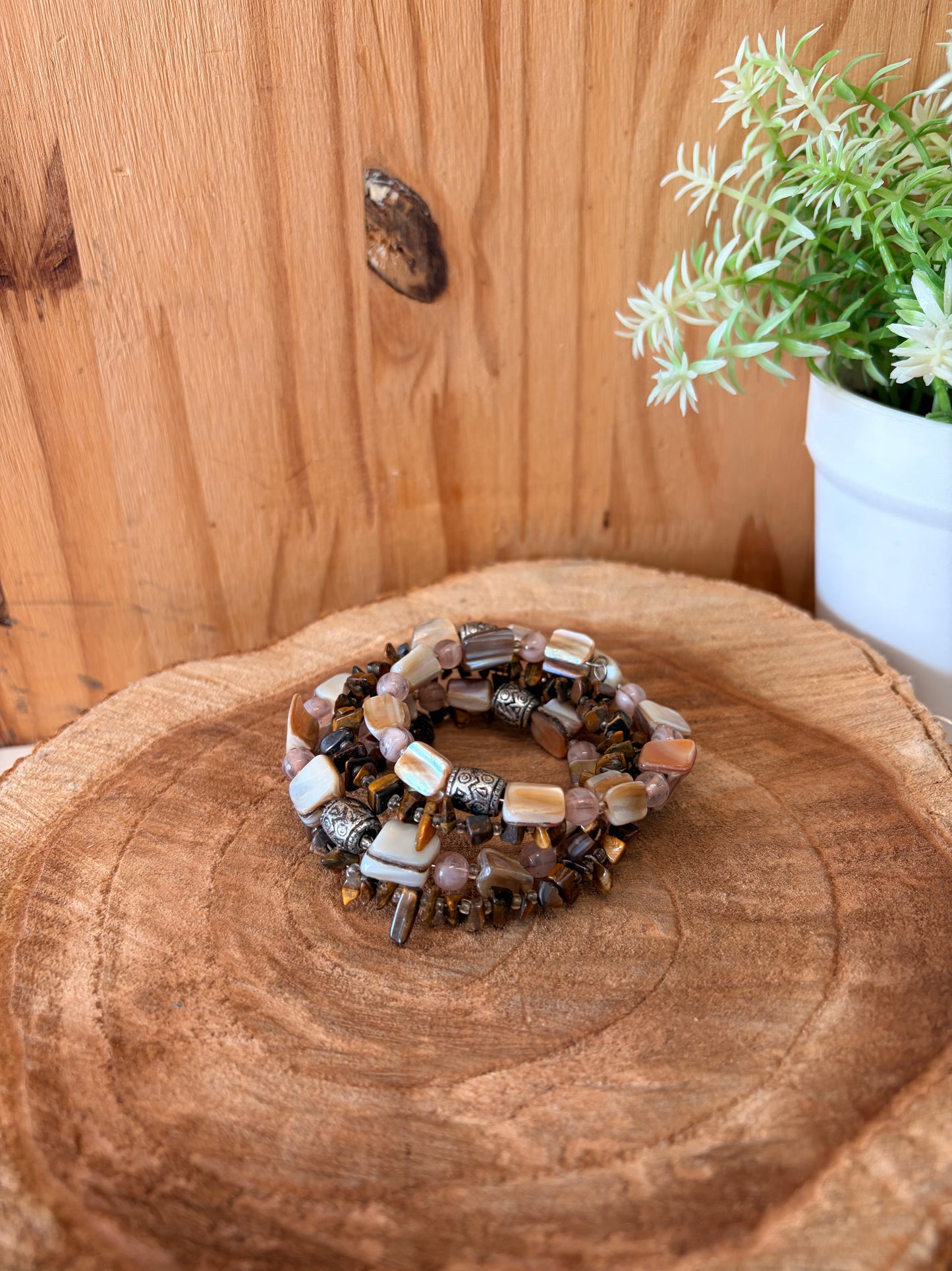 Beaded Wrapped Coil Bracelet