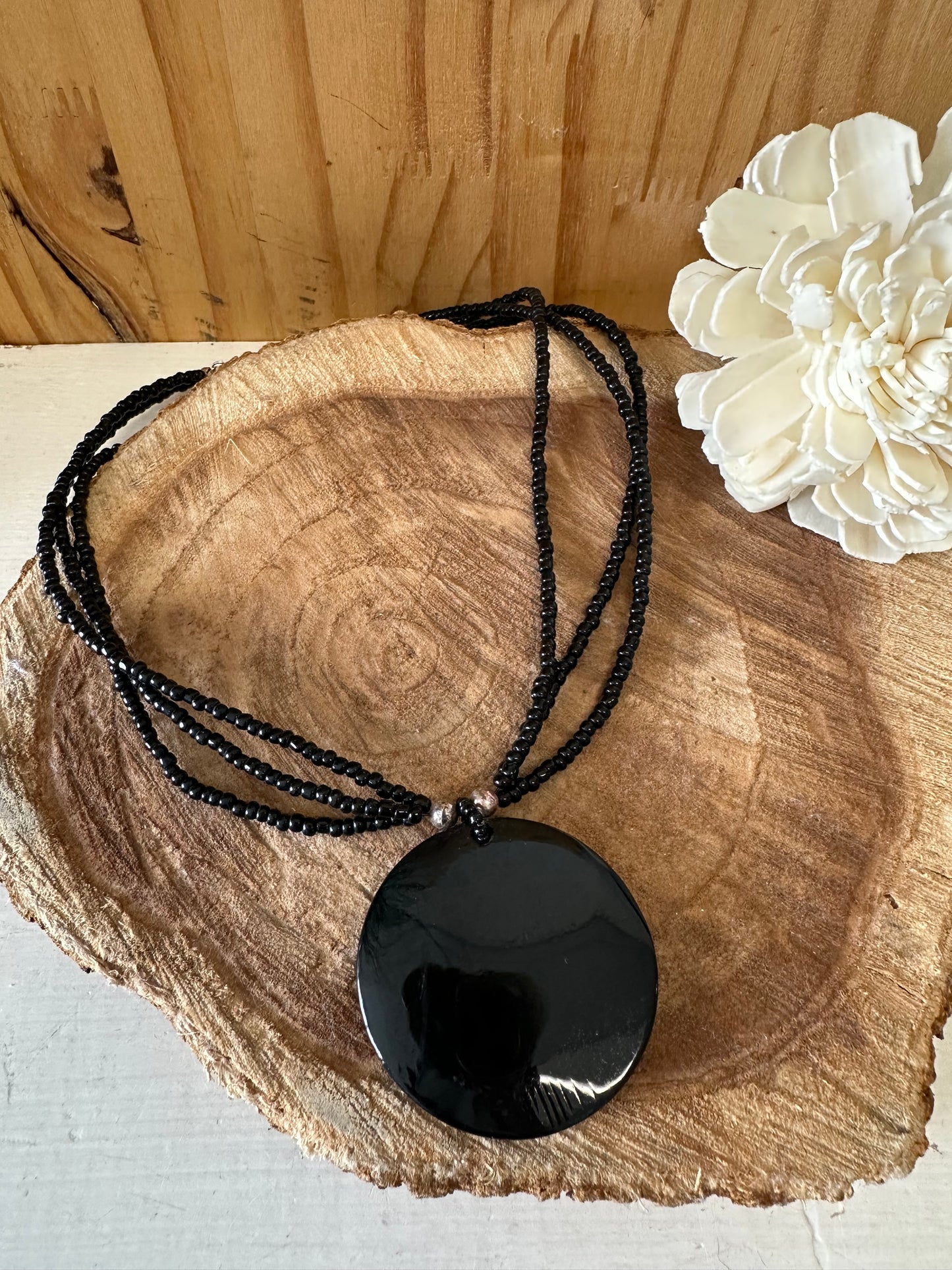 Black Circle Pendant Necklace