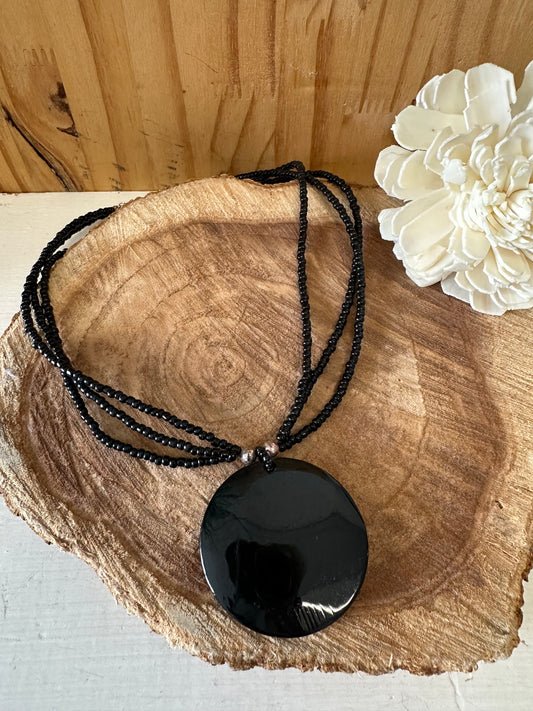 Black Circle Pendant Necklace