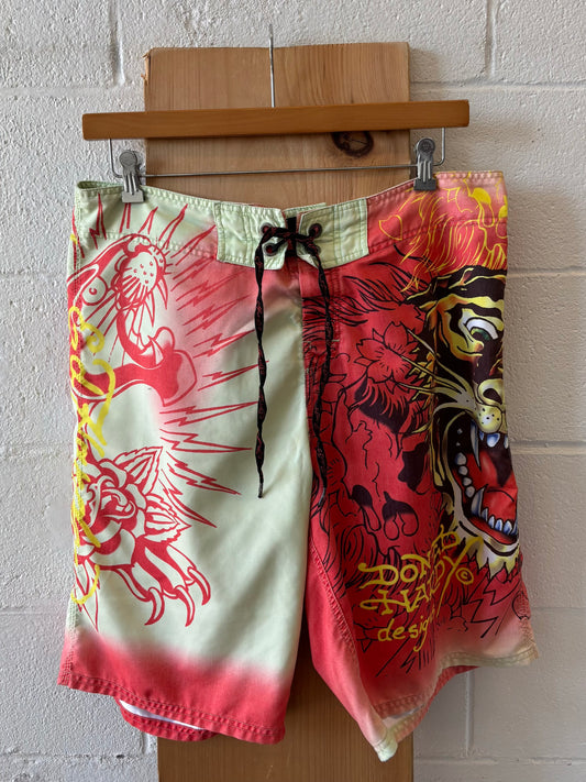 Orange Ed Hardy Swim Trunks : 36