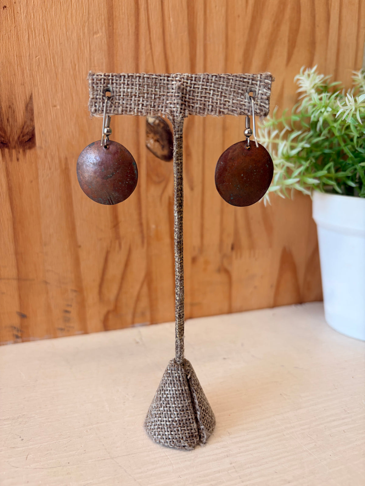 Boho Copper Disc Earrings
