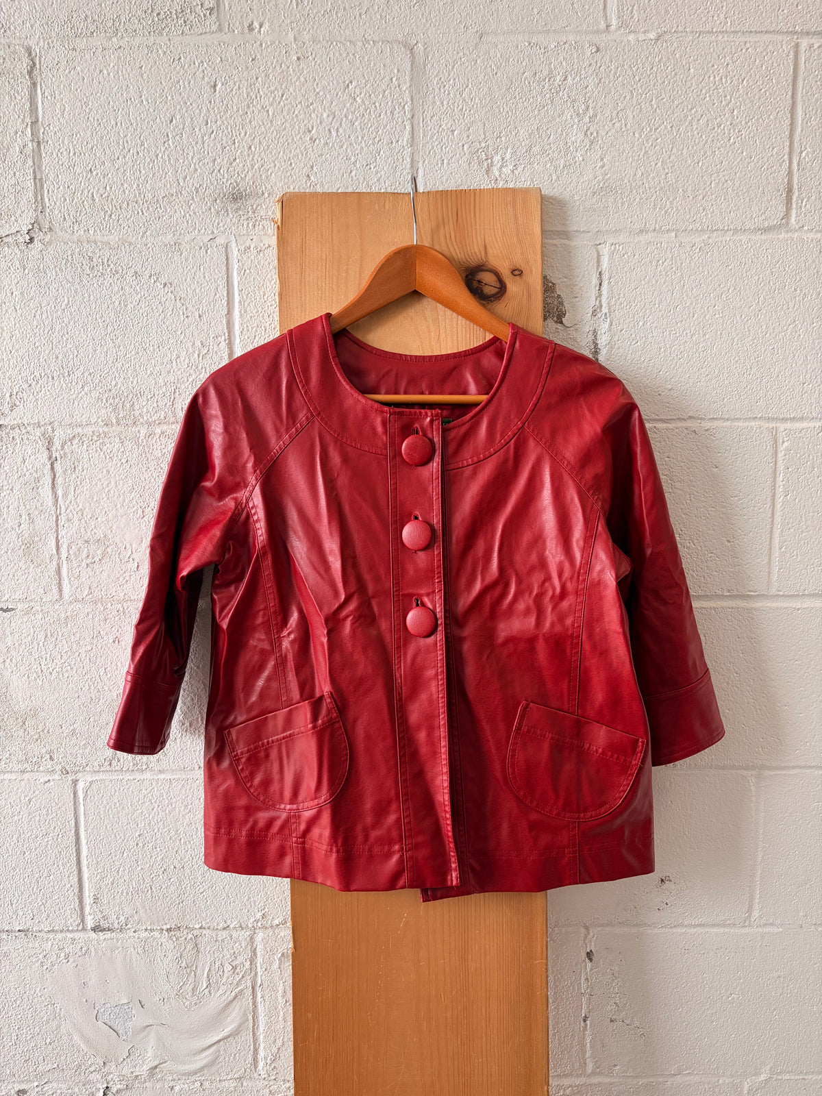 Red Faux Leather Jacket : PM