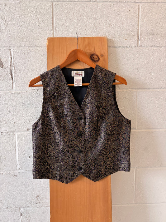 Vtg Metallic Paisley Vest : 10