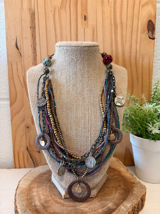 Boho Chunky Multi Strand Necklace