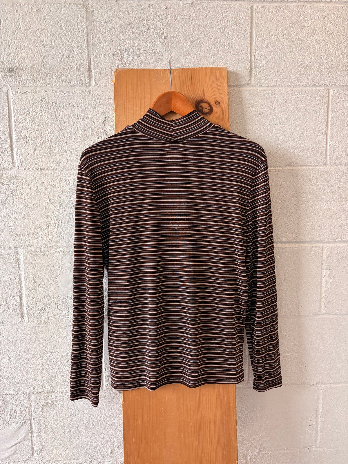 Striped Long Sleeve Mock Neck : L