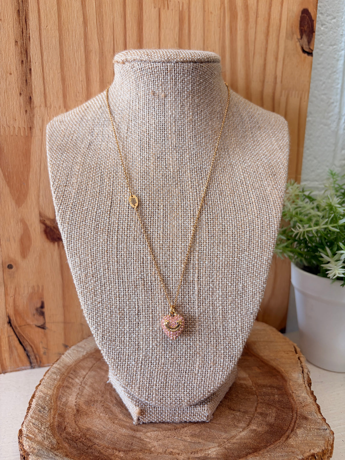 Pink & Gold Tone Juicy Couture Heart Necklace