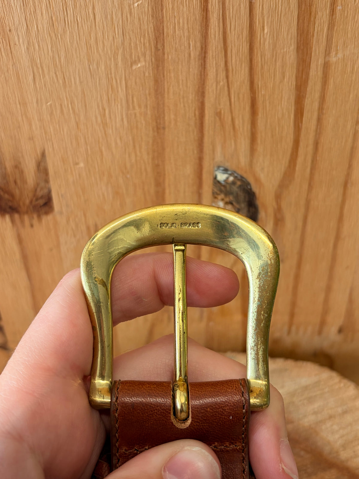 Vtg Brass Buckle Brighton Belt : L