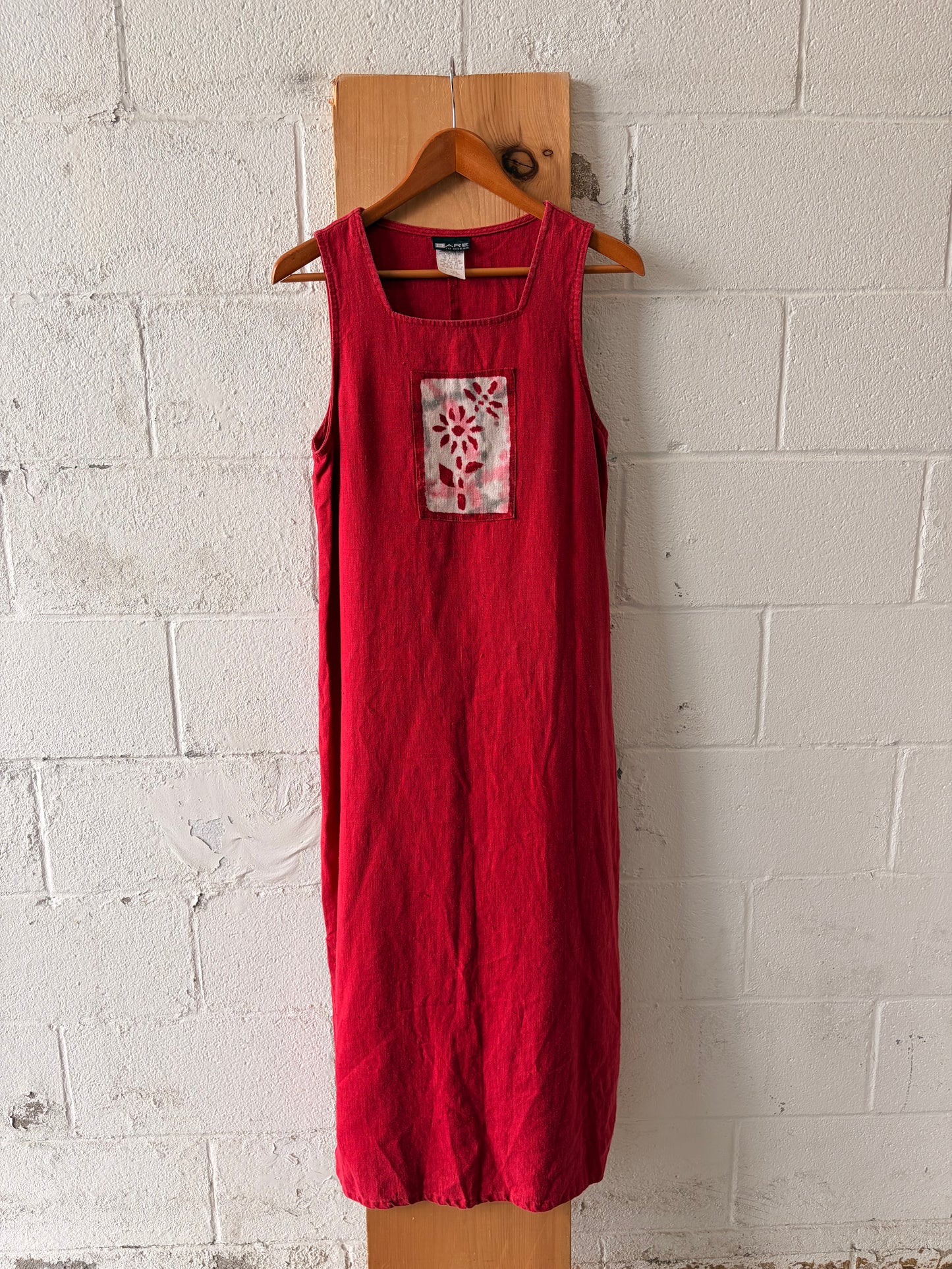 Veg Red Linen Maxi Dress : 3