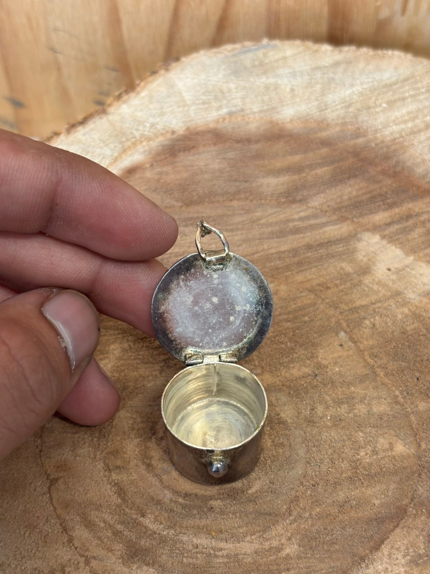 Vtg Mexican Silver Pill Box