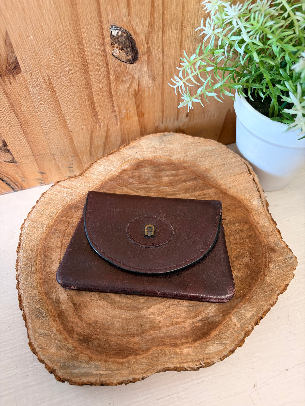 Vtg Burgundy Mirrored Coin Pouch