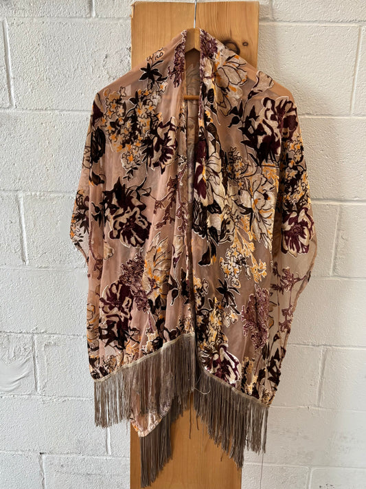 Semi Sheer Fringed Kimono Duster : OS