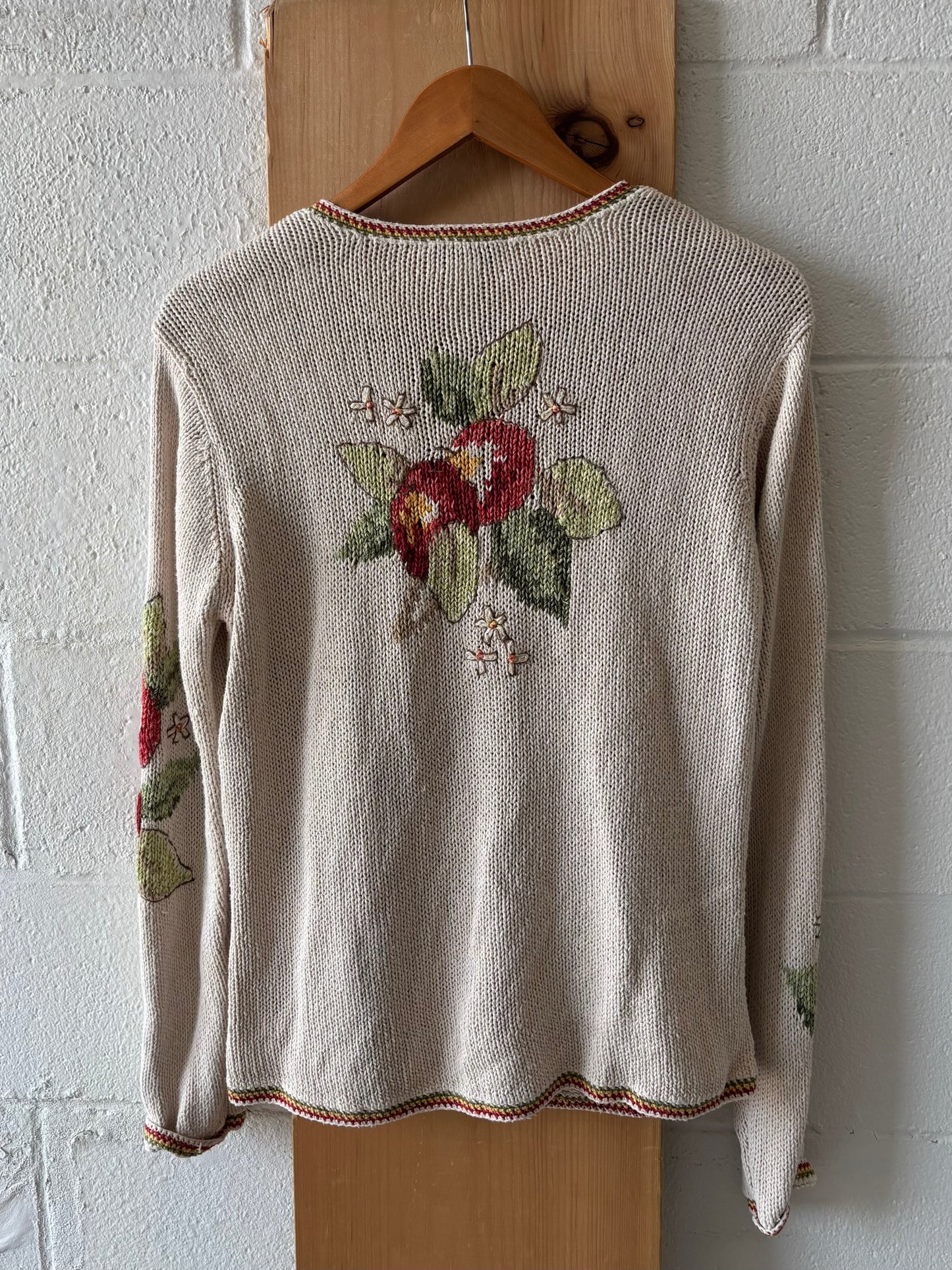 Vtg Embroidered Fruit Cardigan : M