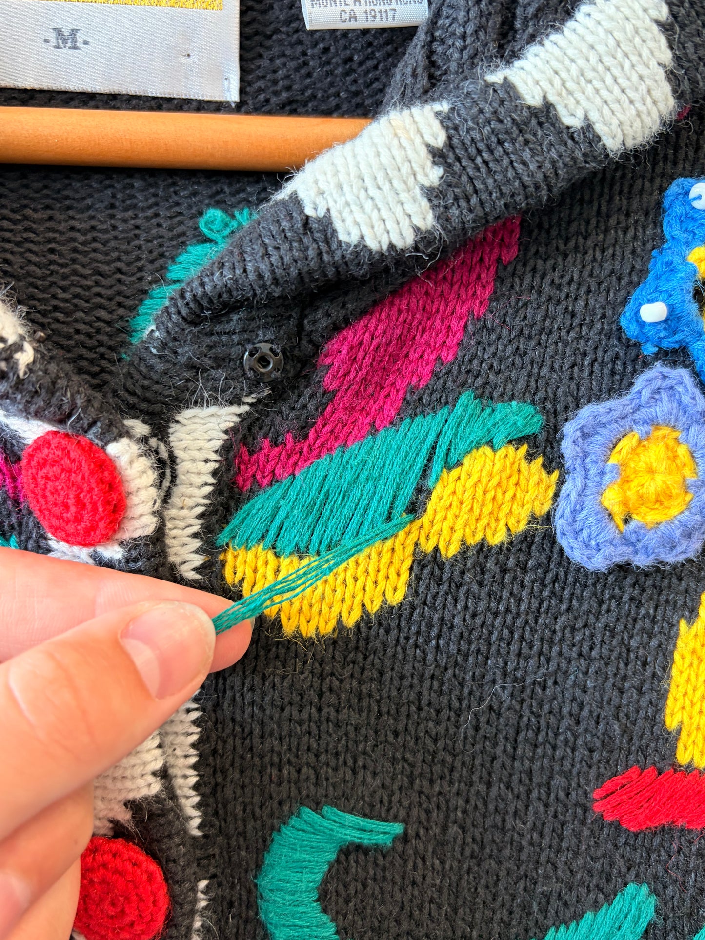Colorful Embroidered Cardigan Sweater : M