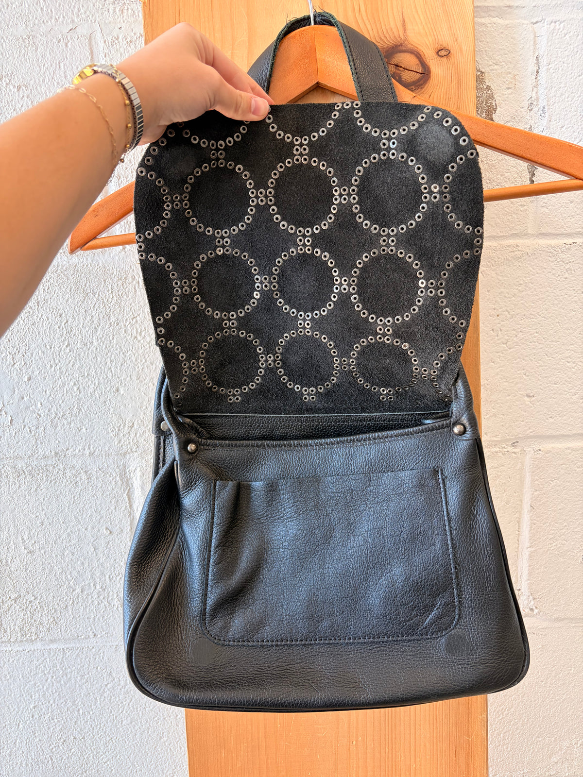 Circular Studded Leather Purse