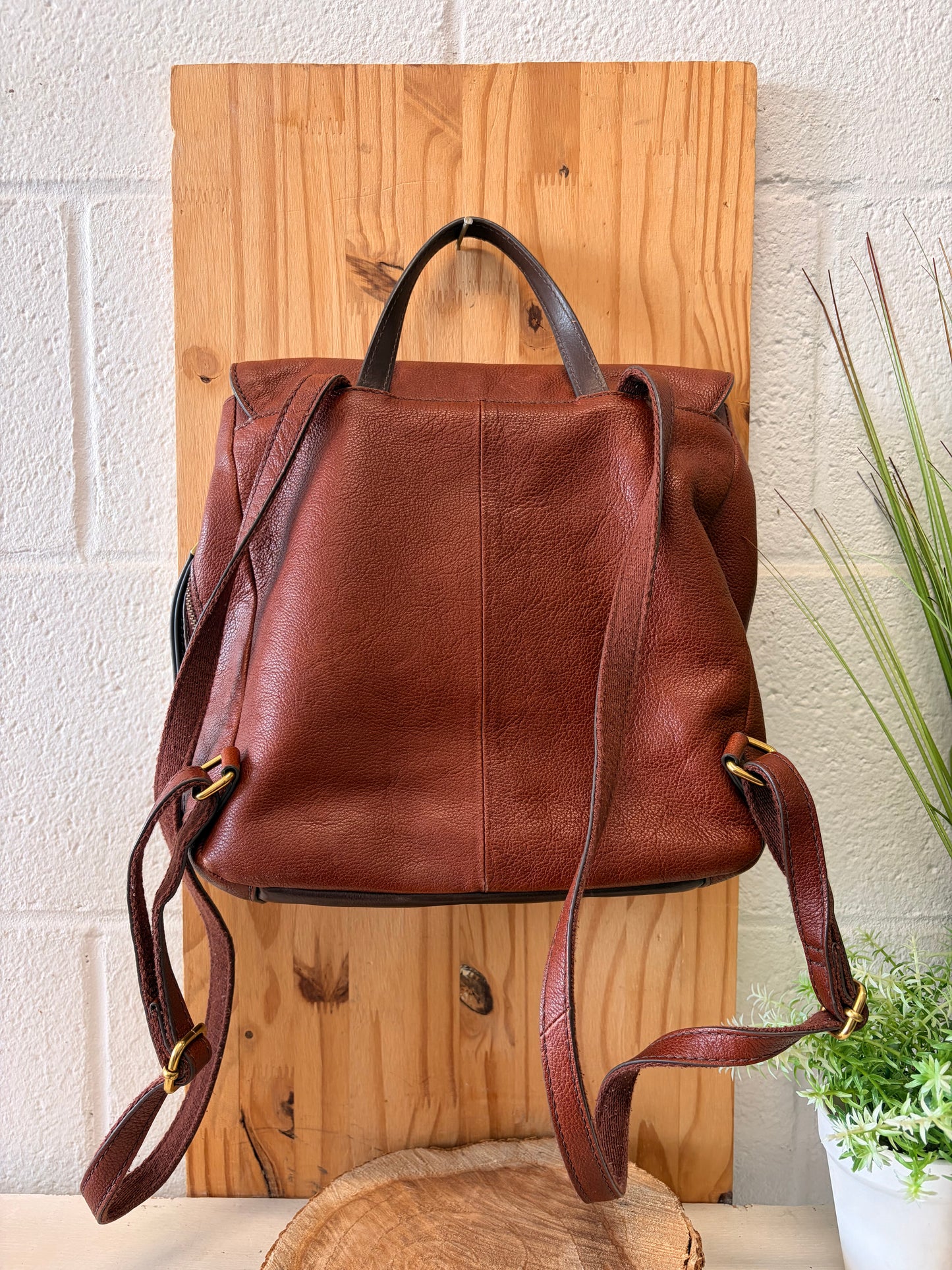 Fossil Pebbled Brown Backpack