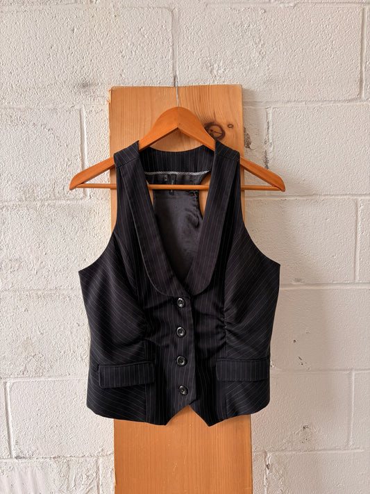 Black Pinstriped Vest : M