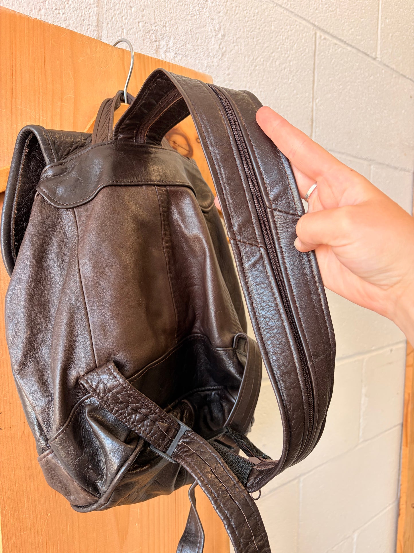 Dark Brown Drawstring Backpack / Crossbody Bag
