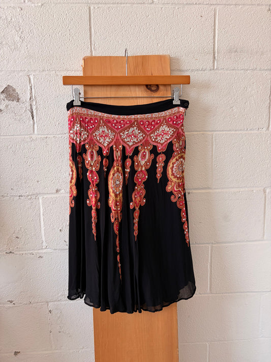 Pink & Black Sequins Detailed Skirt : L