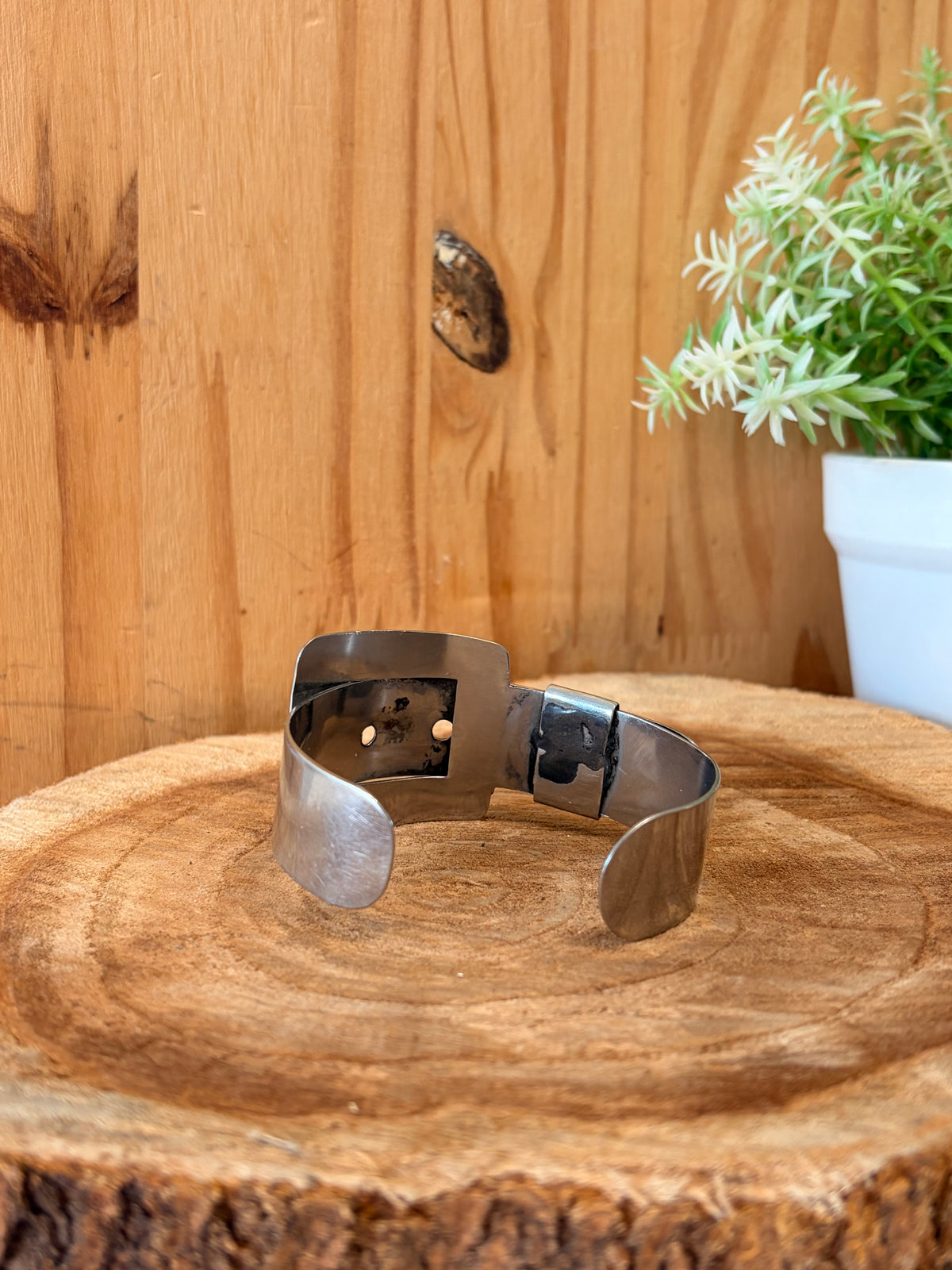 Silver Tone Belt Cuff Bracelet