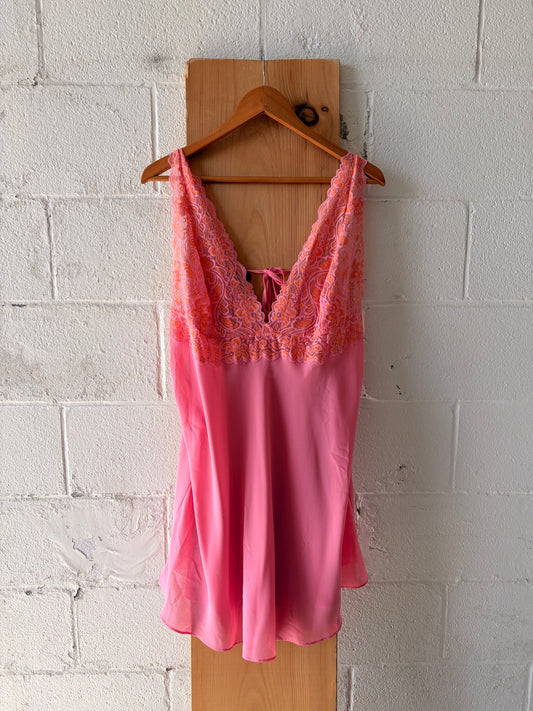 Pink & Orange Lace Slip Dress : 2X