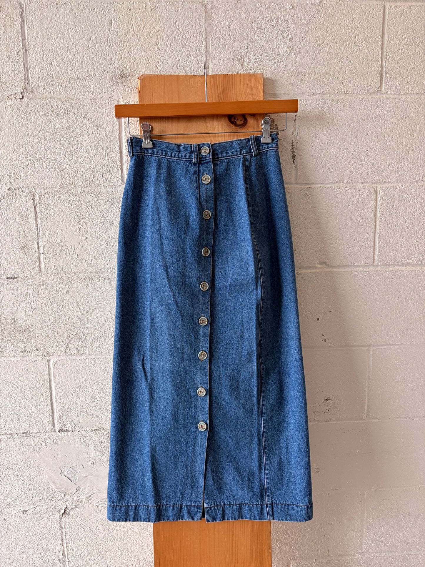 Denim Button Down Maxi Skirt : 4