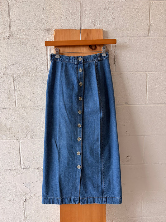 Denim Button Down Maxi Skirt : 4