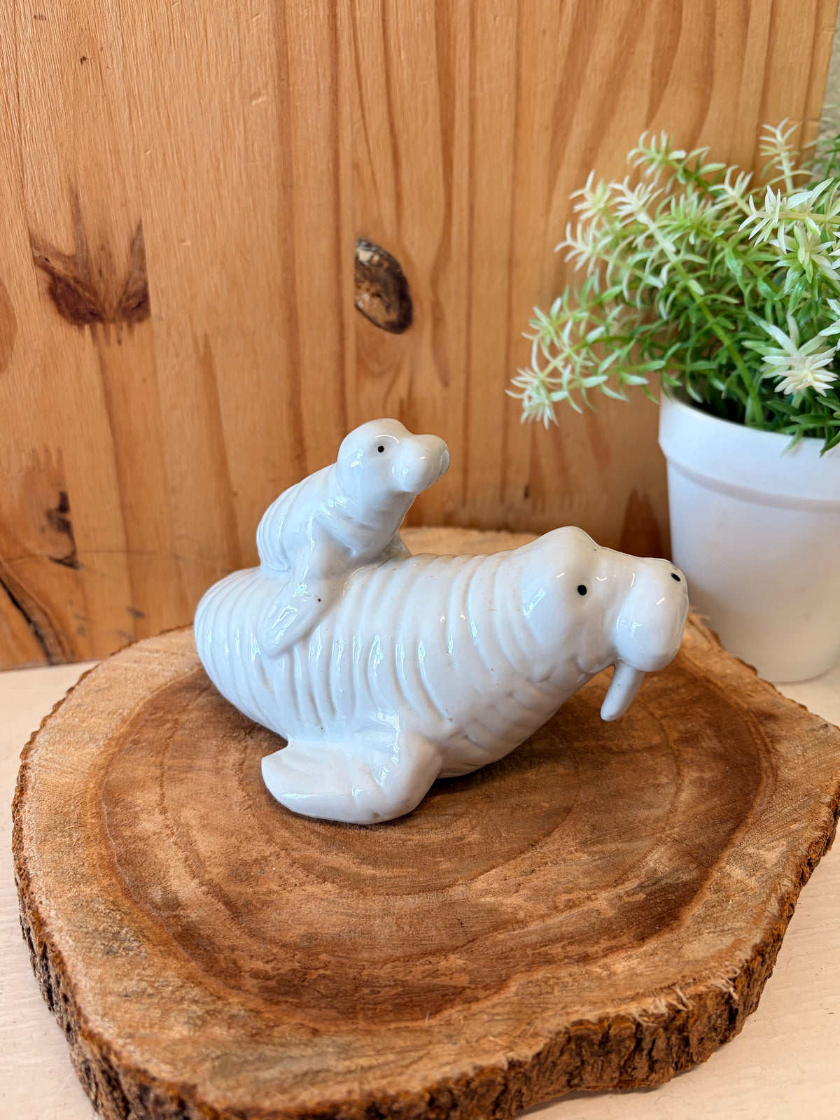 Ceramic Baby & Mother Walrus Figurine (Local Pick Up Only)