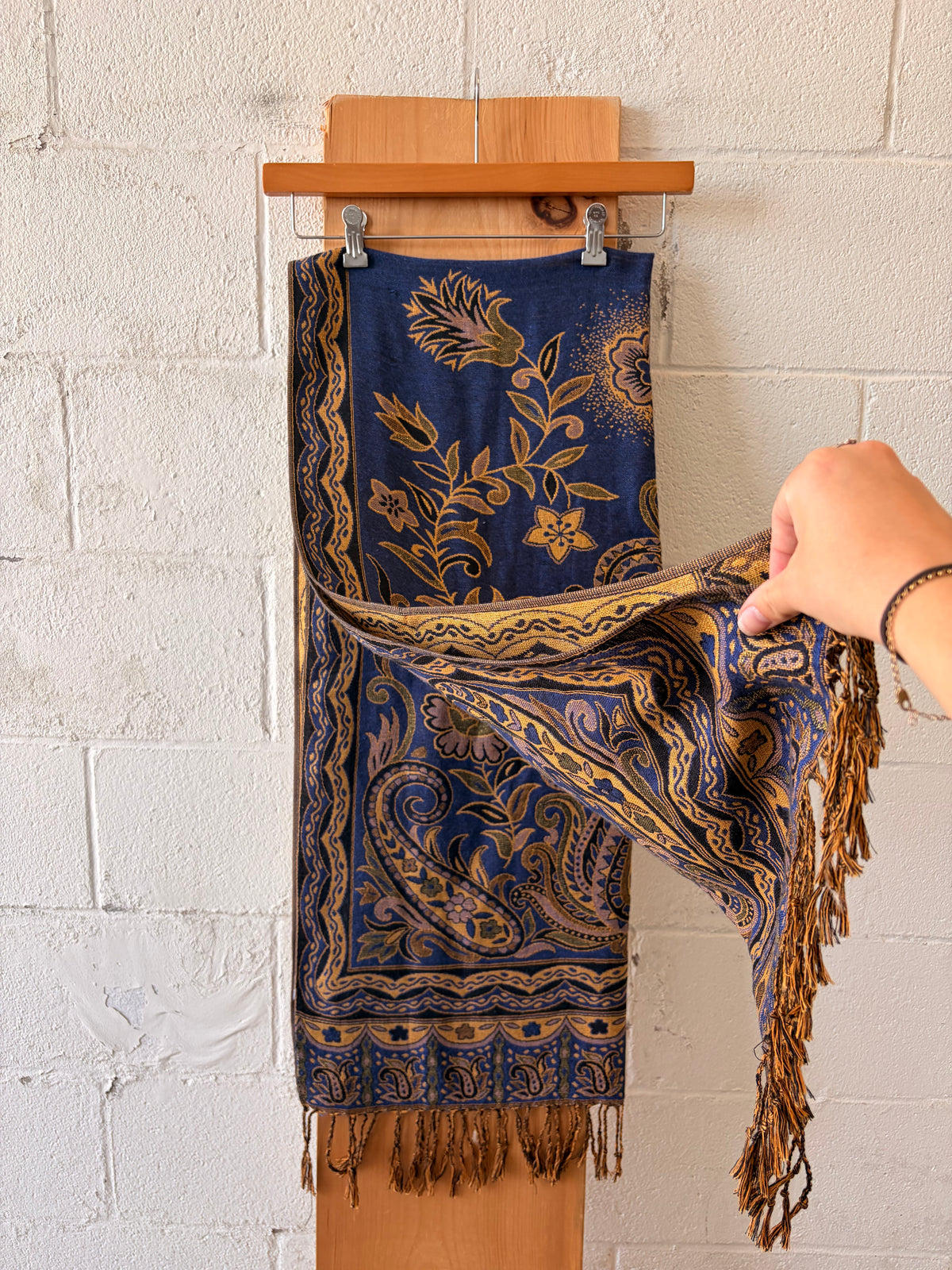 Indigo & Gold Scarf / Wrap