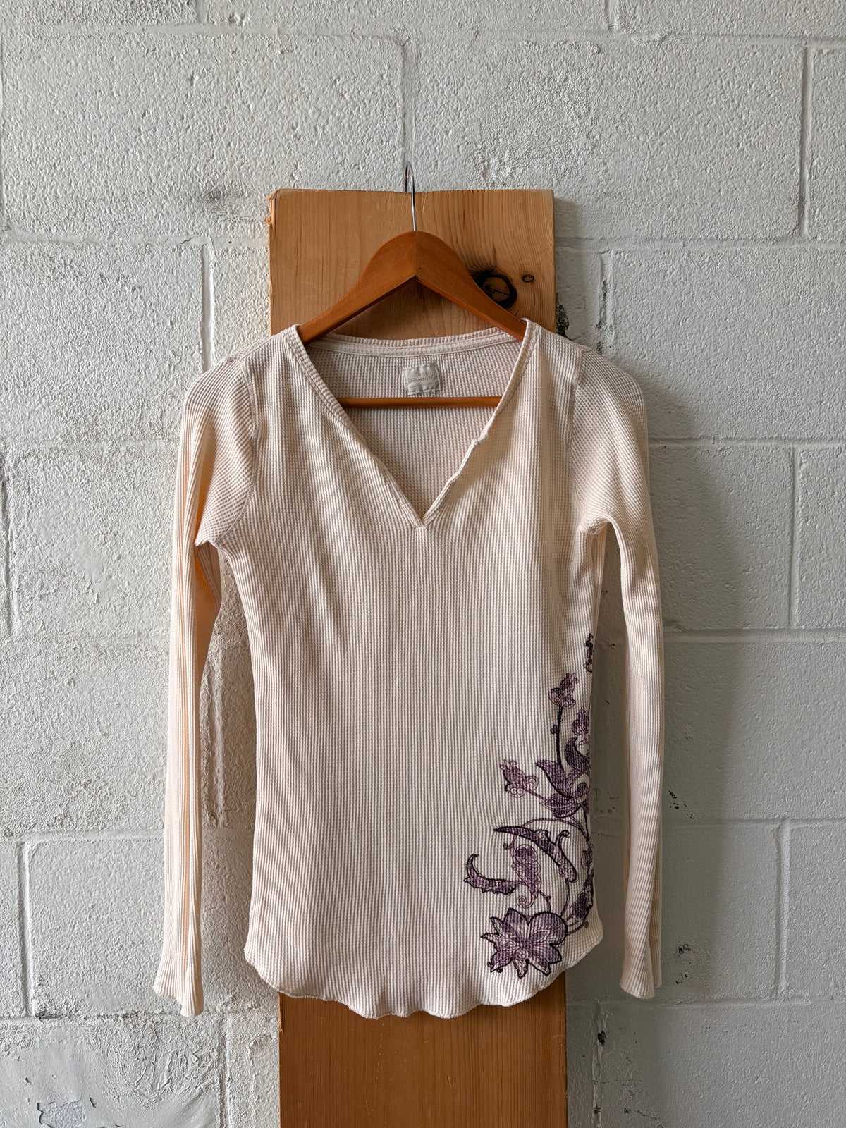 Floral Waffle Knit Long Sleeve : M