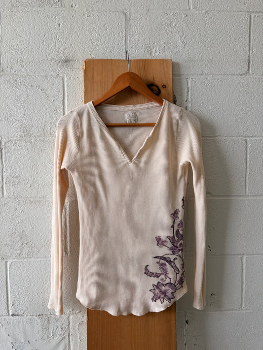 Floral Waffle Knit Long Sleeve : M