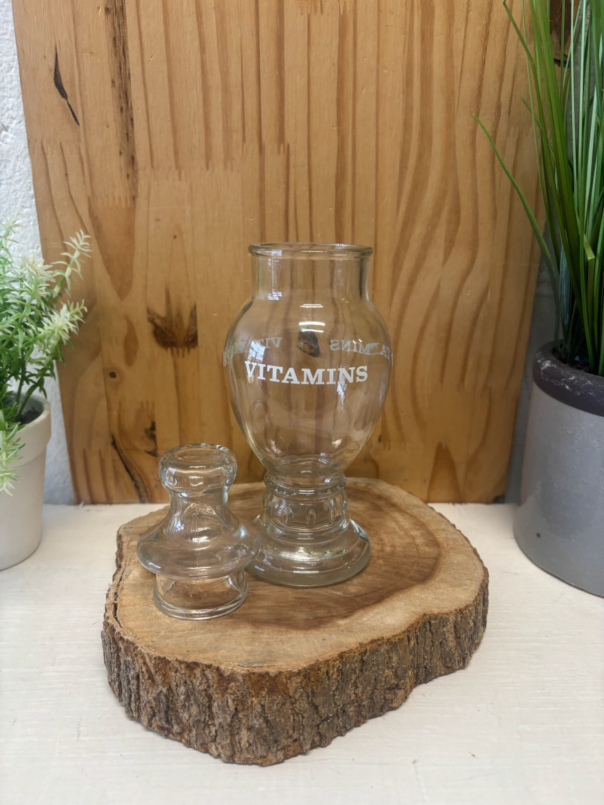 Vtg Glass Vitamins Apothecary Jar (Local Pick Up Only)