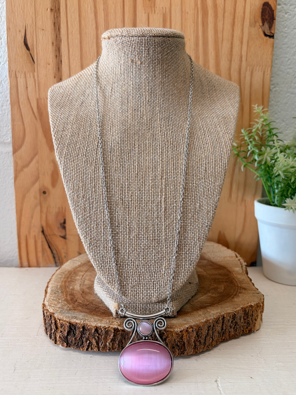 Purple and Silver Tone Necklace