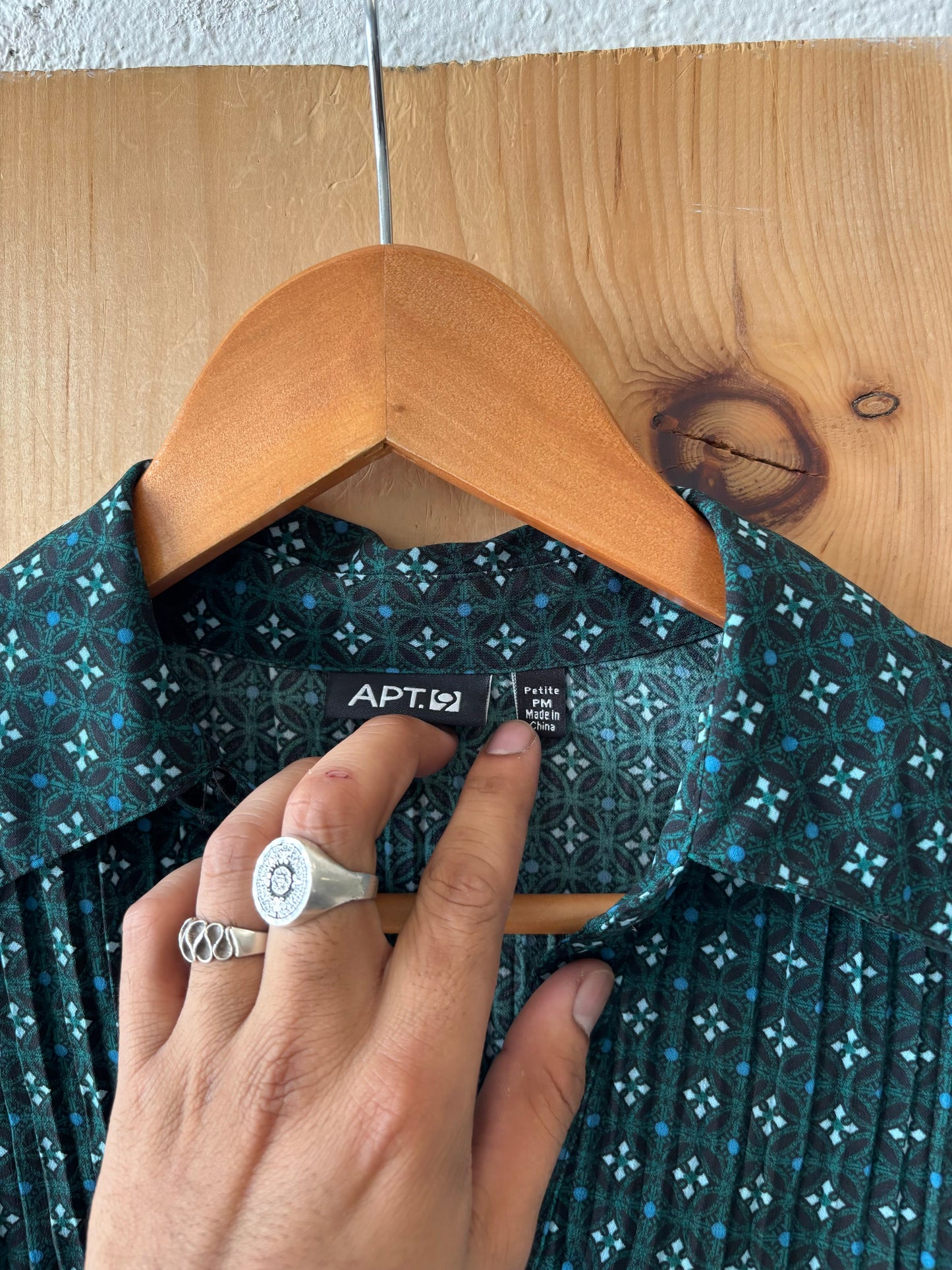Dark Green Button Down Blouse : Petite M