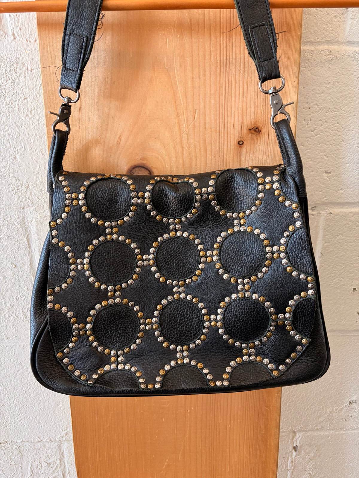 Circular Studded Leather Purse